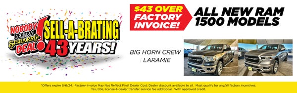 All New RAM 1500 Models $43 Over Factory Invoice