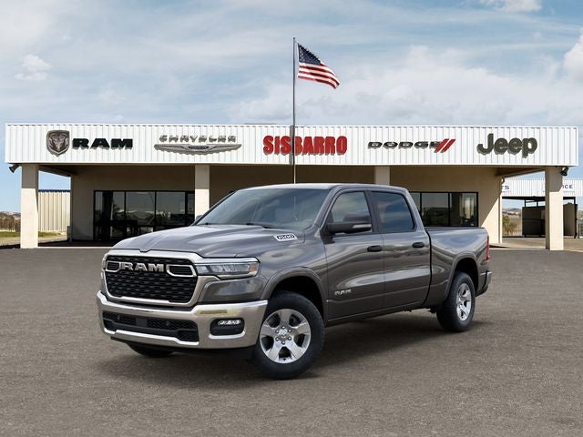 2026 RAM Ram 1500 RAM 1500 BIG HORN CREW CAB 4X4 6'4' BOX in Granite Crystal Metallic Clear-Coat Exterior Paint — front three-quarter view
